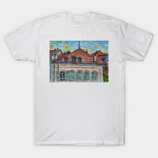 Watercolor Sketch - Genève, Rue de la Fontaine 15 T-Shirt by IgorPozdnyakov